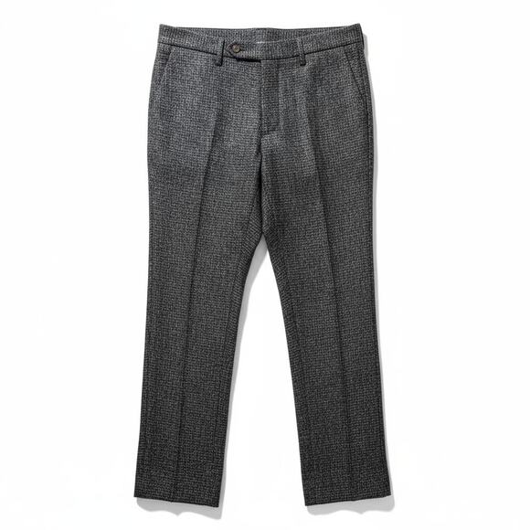 PT Torino Super 100’s Slim Fit Wool Silk Tweed Dress Pants Gray Black Italian 50 - Picture 1 of 14